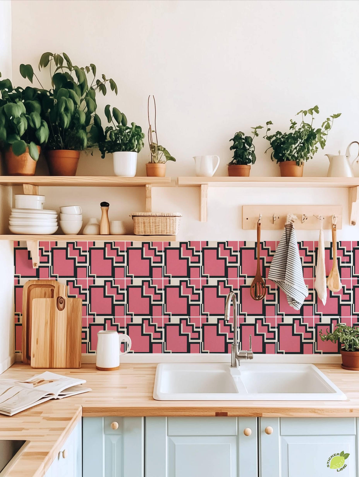 Sakura Pink Step Geometry peel and stick tile decals, photo 5 of 8