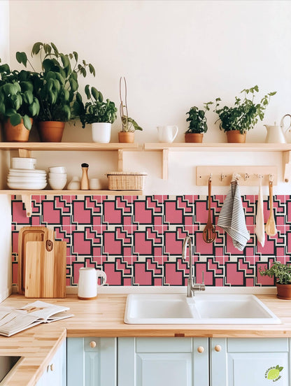 Sakura Pink Step Geometry peel and stick tile decals, photo 5 of 8