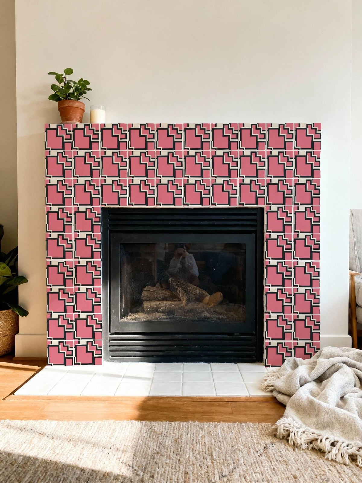 Sakura Pink Step Geometry peel and stick tile decals, photo 6 of 8
