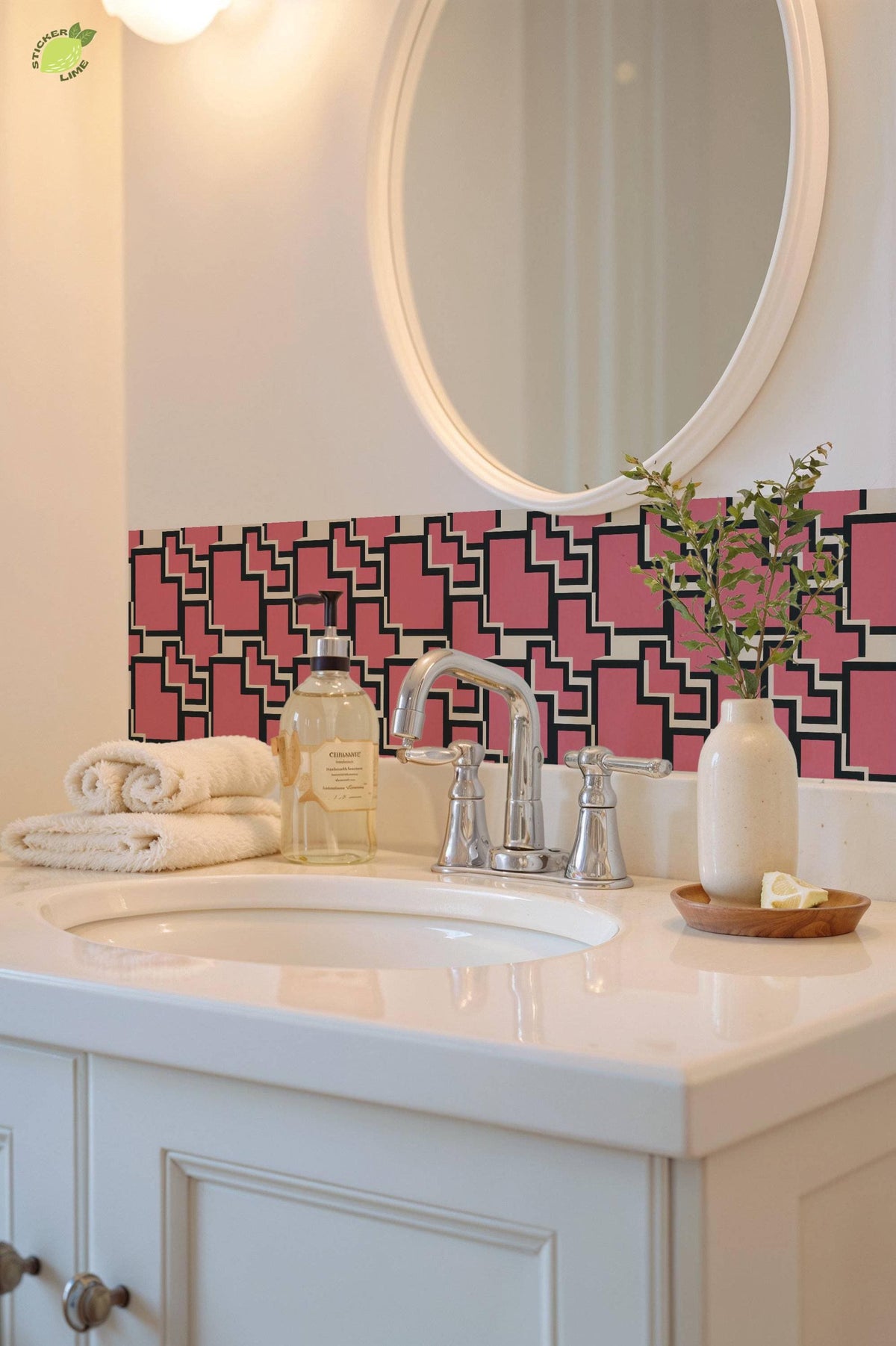 Sakura Pink Step Geometry peel and stick tile decals, photo 7 of 8