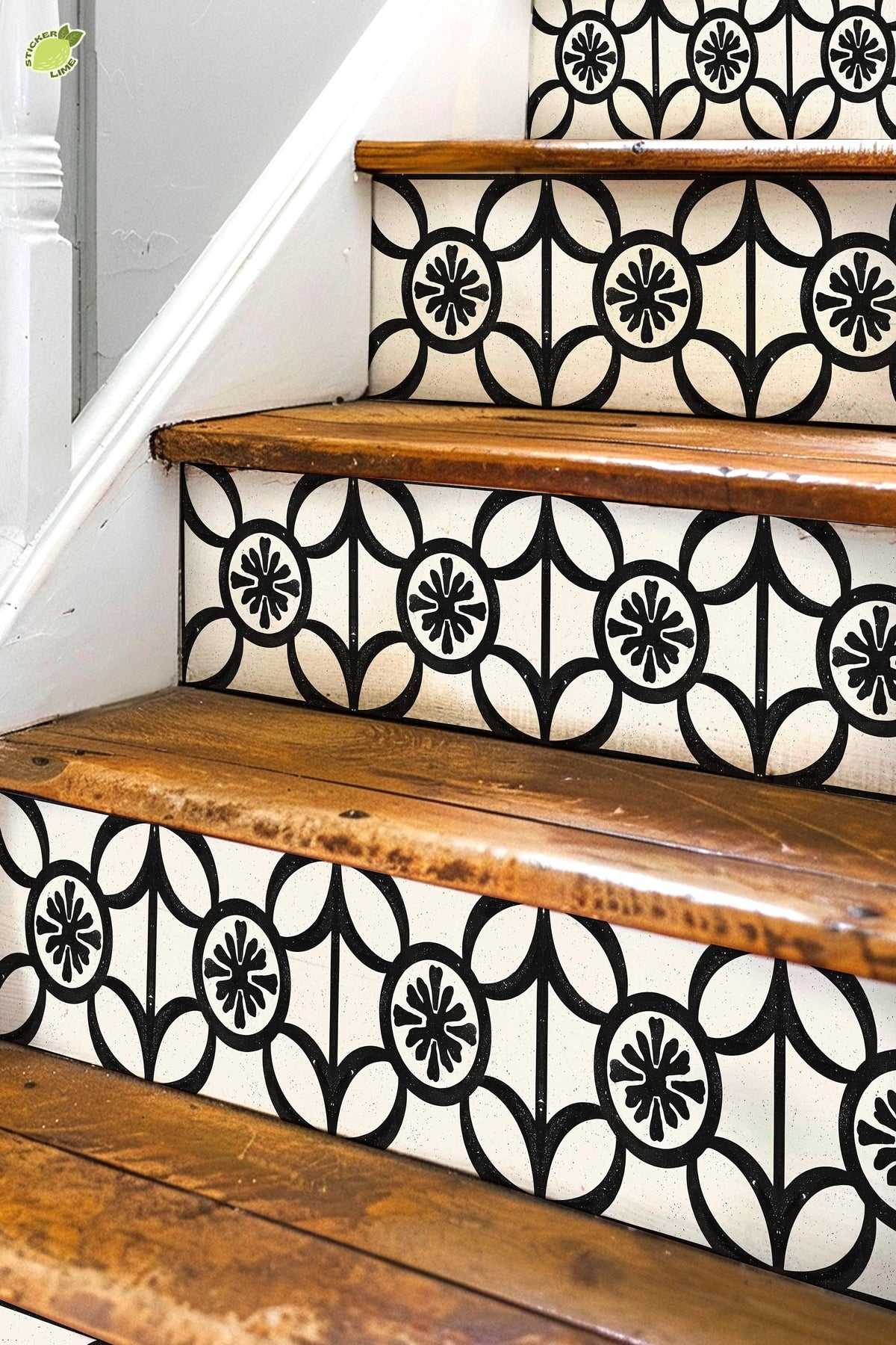 Scandi Cross peel and stick stair riser decals, photo 3 of 8