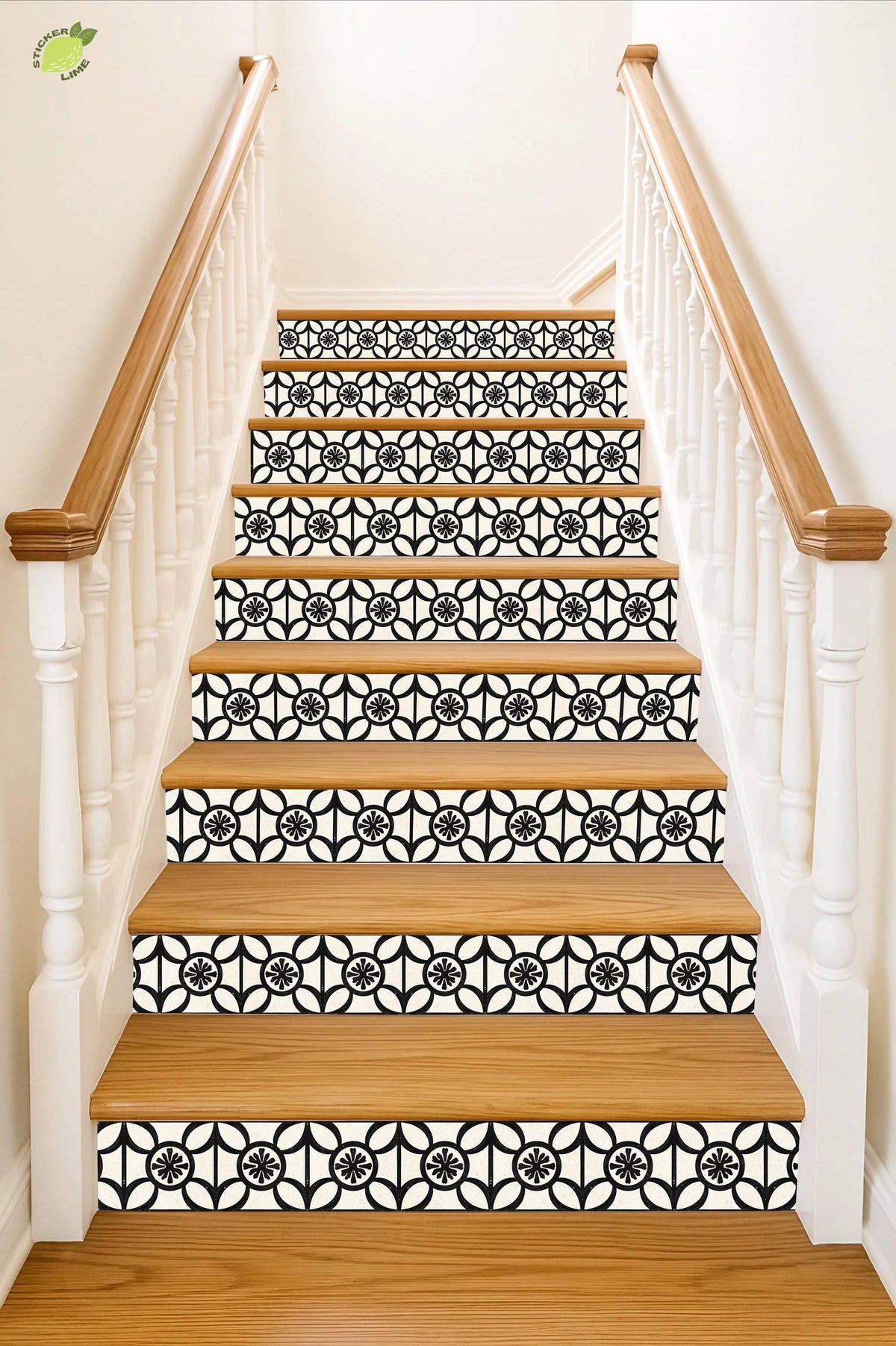 Scandi Cross peel and stick stair riser decals, photo 5 of 8