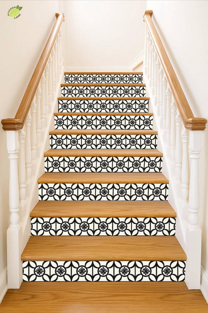 Scandi Cross peel and stick stair riser decals, photo 5 of 8