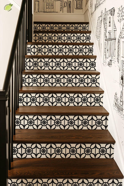 Scandi Cross peel and stick stair riser decals, photo 7 of 8
