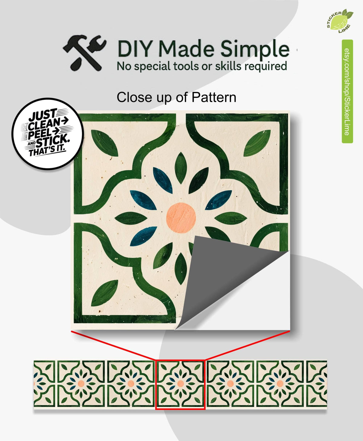 Scandi Petal peel and stick stair riser decals, photo 2 of 8