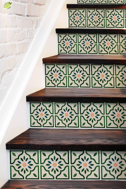 Scandi Petal peel and stick stair riser decals, photo 3 of 8