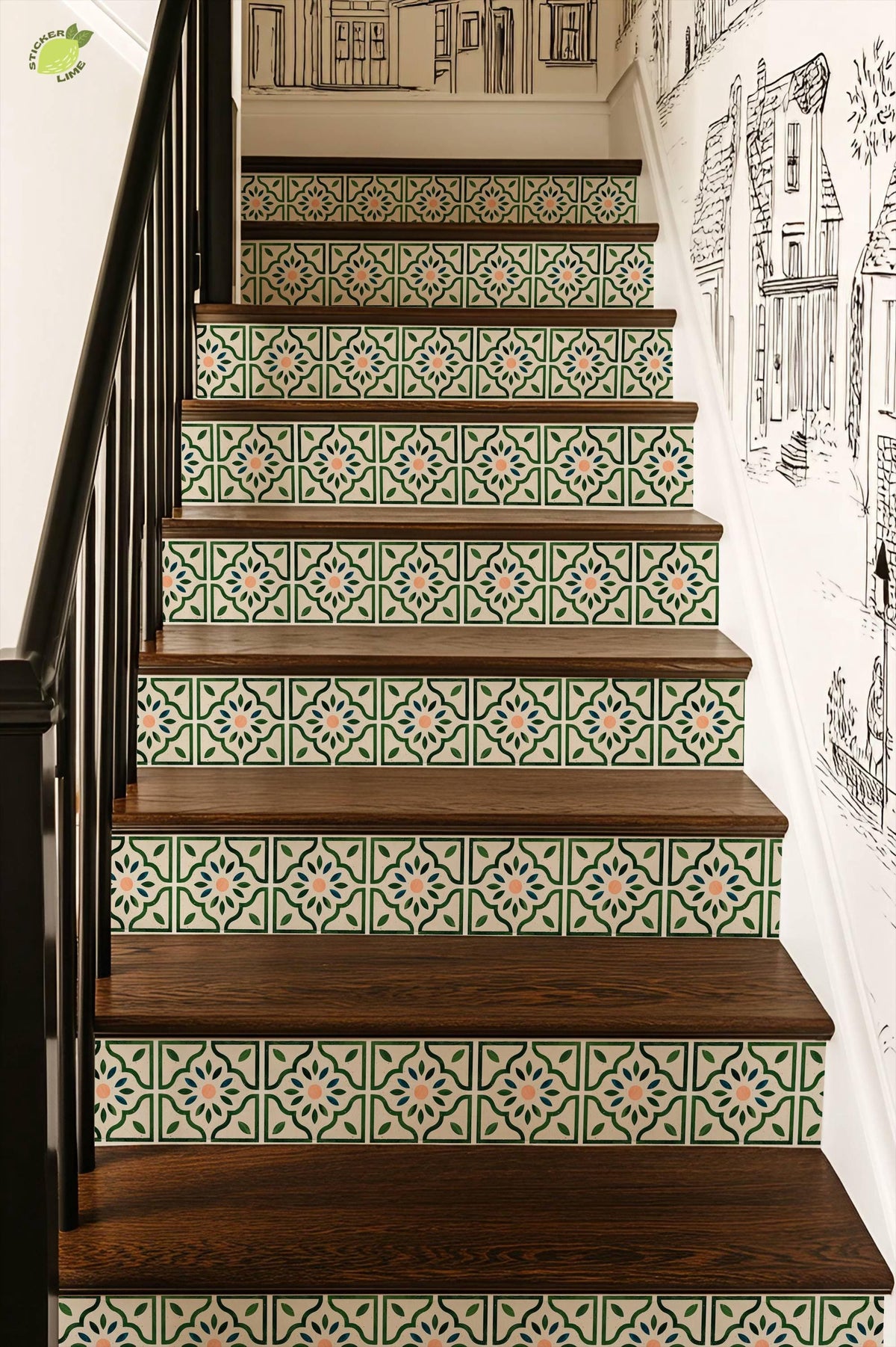 Scandi Petal peel and stick stair riser decals, photo 6 of 8