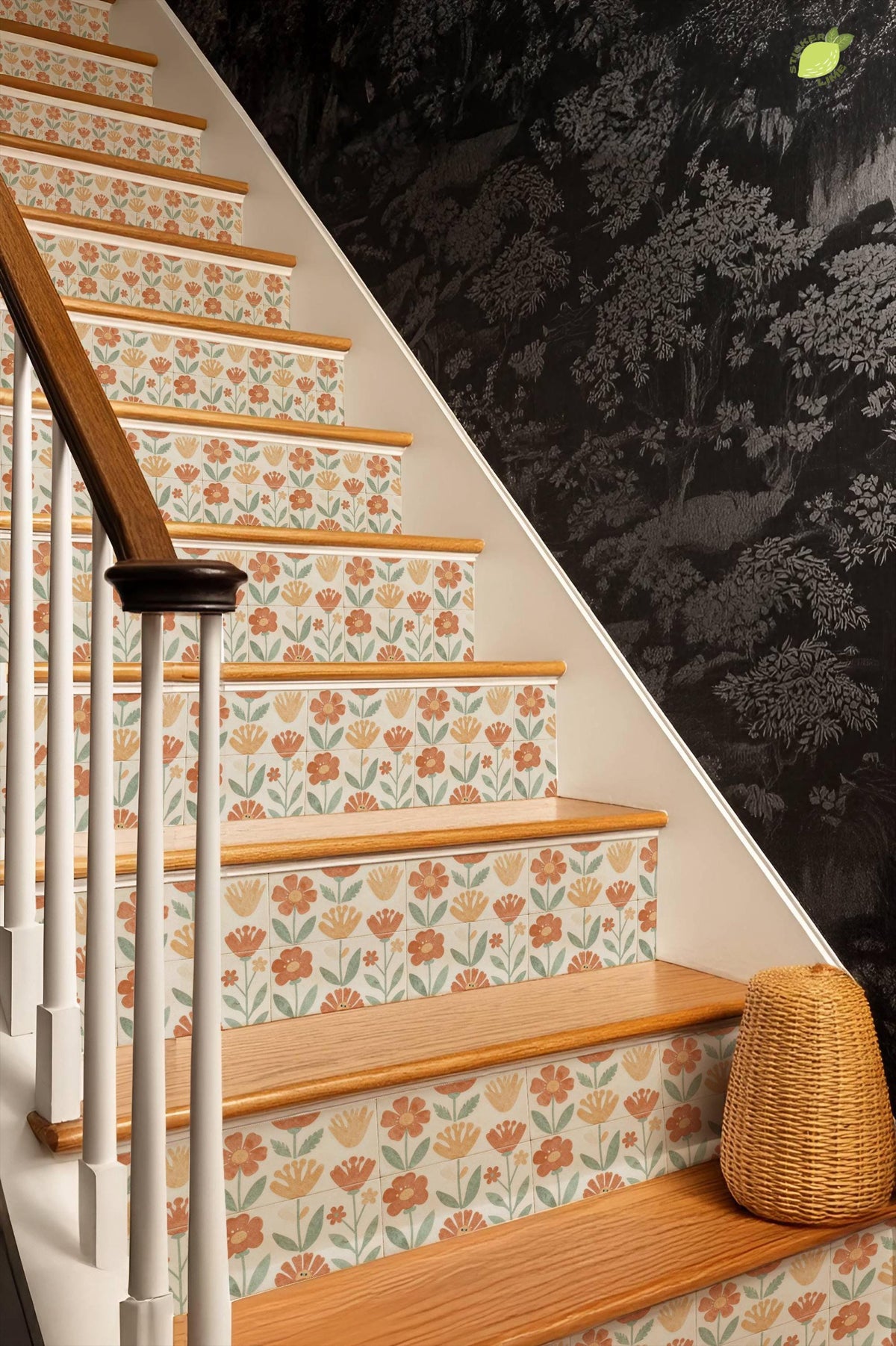 Sun-Drenched Botanical Mosaic peel and stick stair riser decals, photo 6 of 8