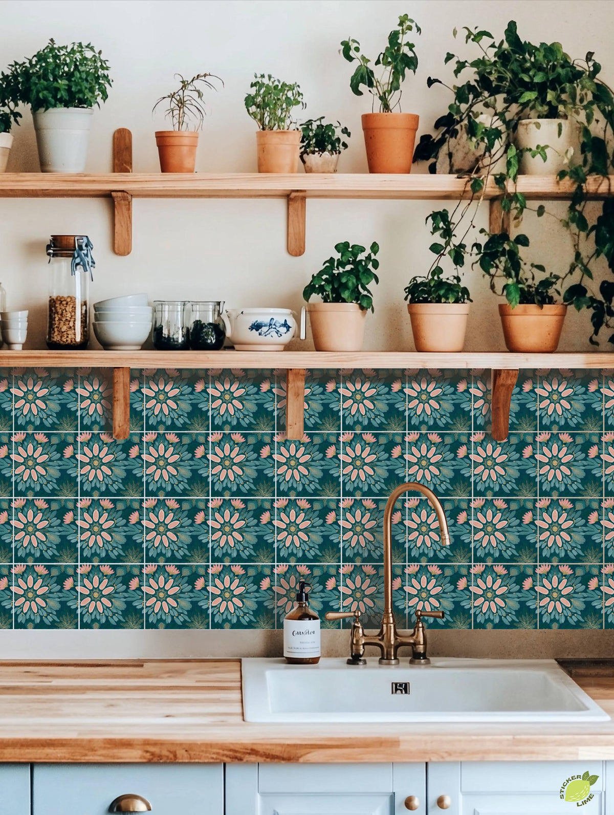 Mockups show the pattern in a room. Check the size menu for the decal dimensions.