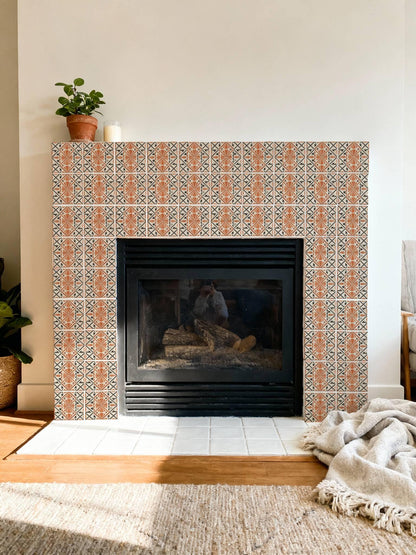 Terracotta Art Deco peel and stick tile decals, photo 7 of 8