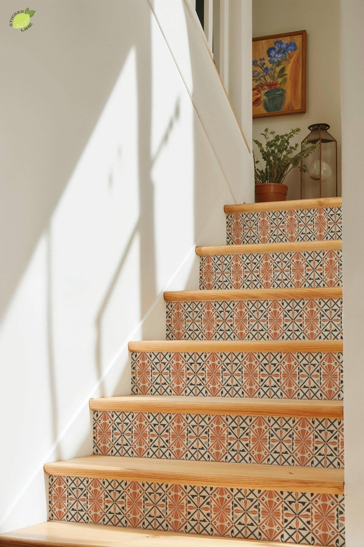 Terracotta Art Deco peel and stick tile decals, photo 8 of 8
