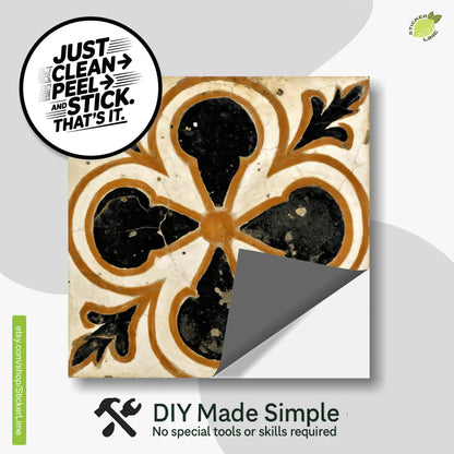 Terracotta Medieval Quatrefoil peel and stick tile decals, photo 2 of 8