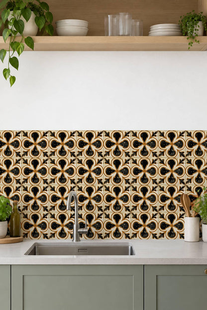 Terracotta Medieval Quatrefoil peel and stick tile decals, photo 6 of 8