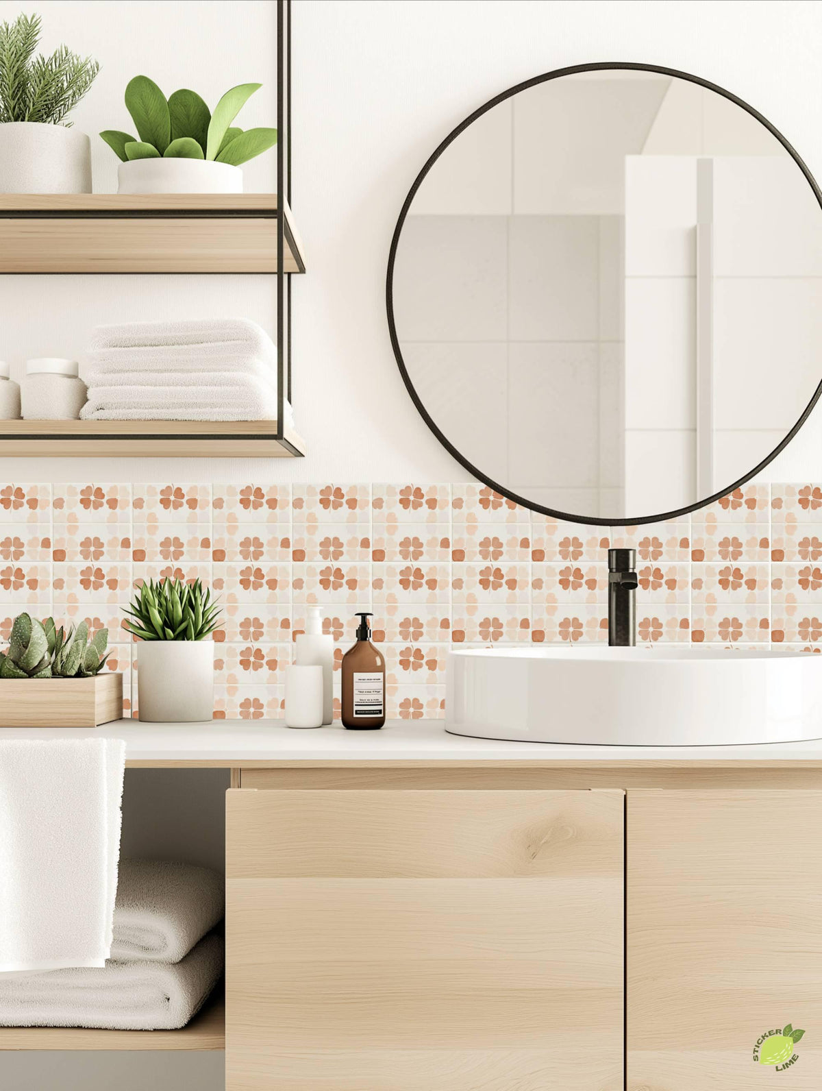 Terracotta Petal Scandi peel and stick tile decals, photo 4 of 8