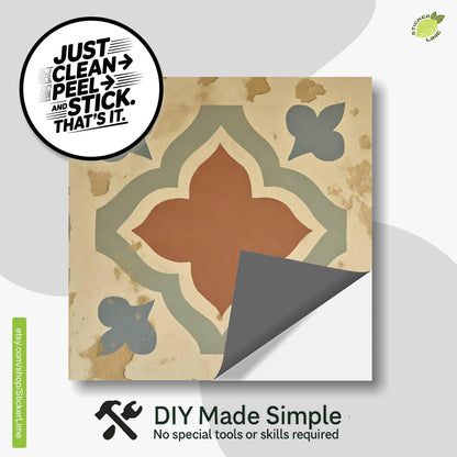 Terracotta Spanish Quatrefoil peel and stick tile decals, photo 2 of 8