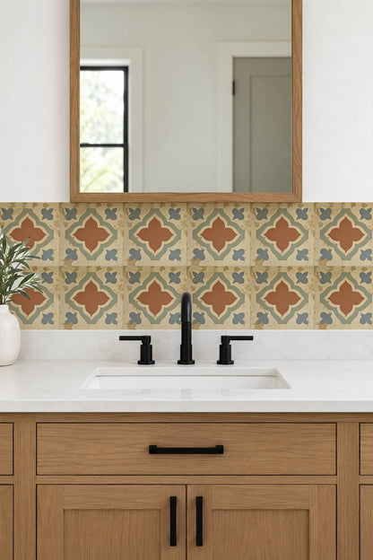 Terracotta Spanish Quatrefoil peel and stick tile decals, photo 7 of 8