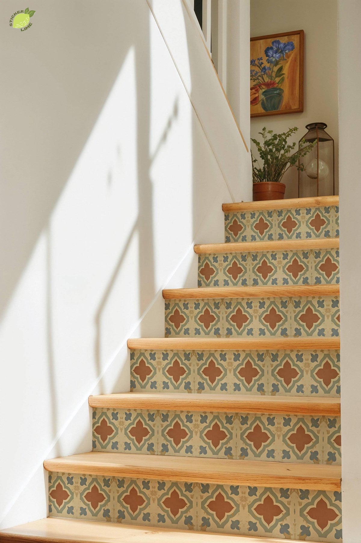 Terracotta Spanish Quatrefoil peel and stick tile decals, photo 8 of 8