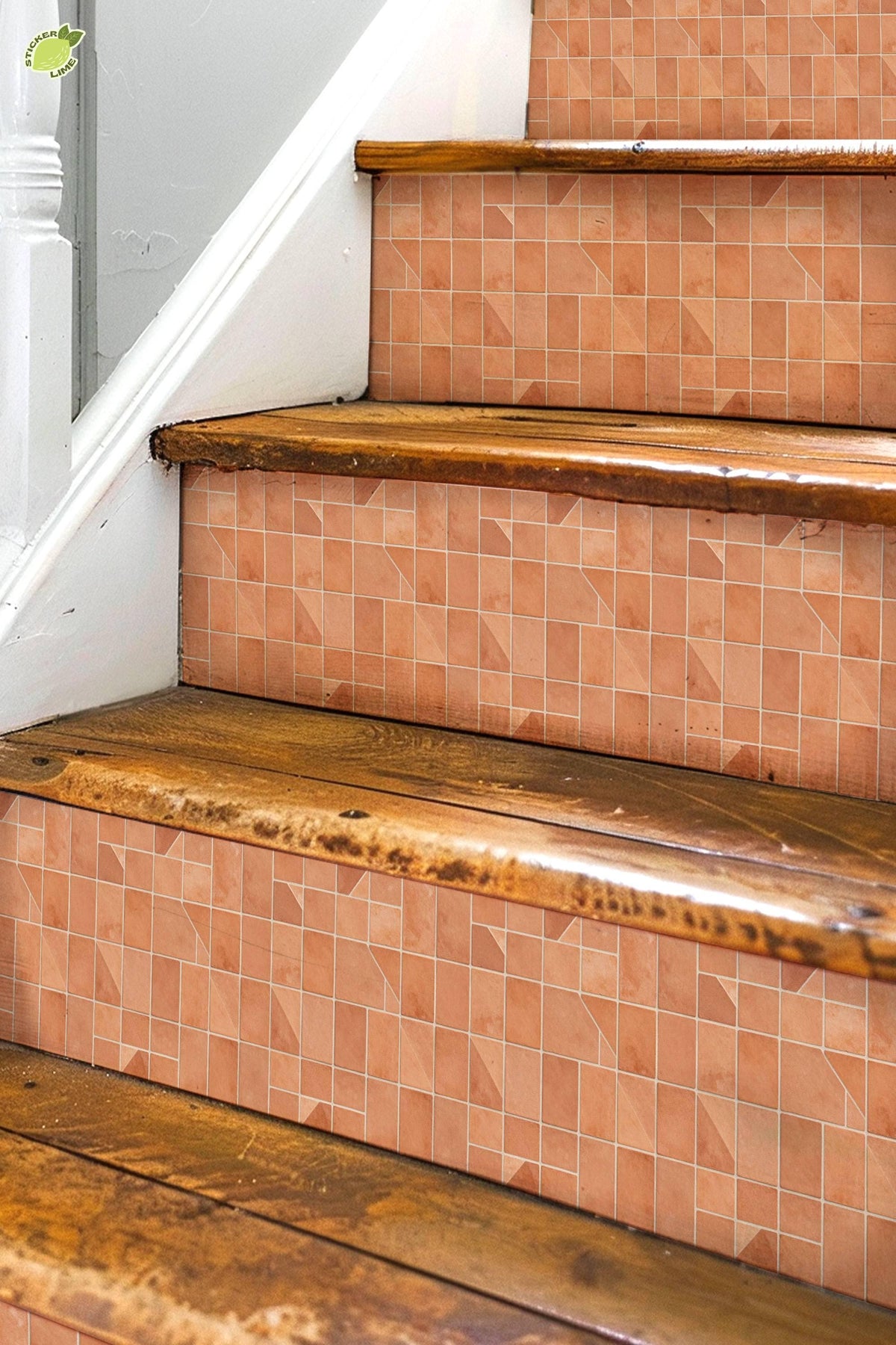 Terracotta Zellige Bloom Batch 01 peel and stick stair riser decals, photo 3 of 8