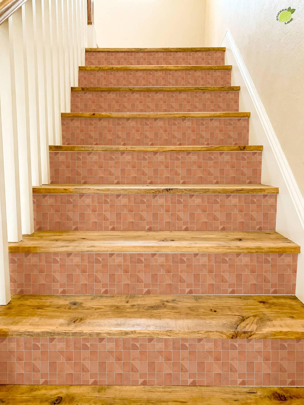 Terracotta Zellige Bloom Batch 01 peel and stick stair riser decals, photo 4 of 8