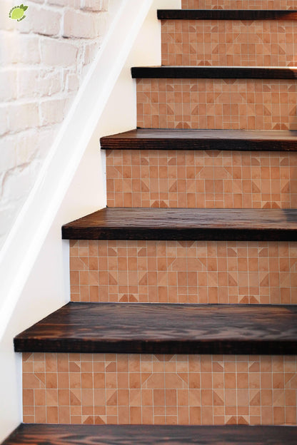 Terracotta Zellige Bloom Batch 01 peel and stick stair riser decals, photo 5 of 8