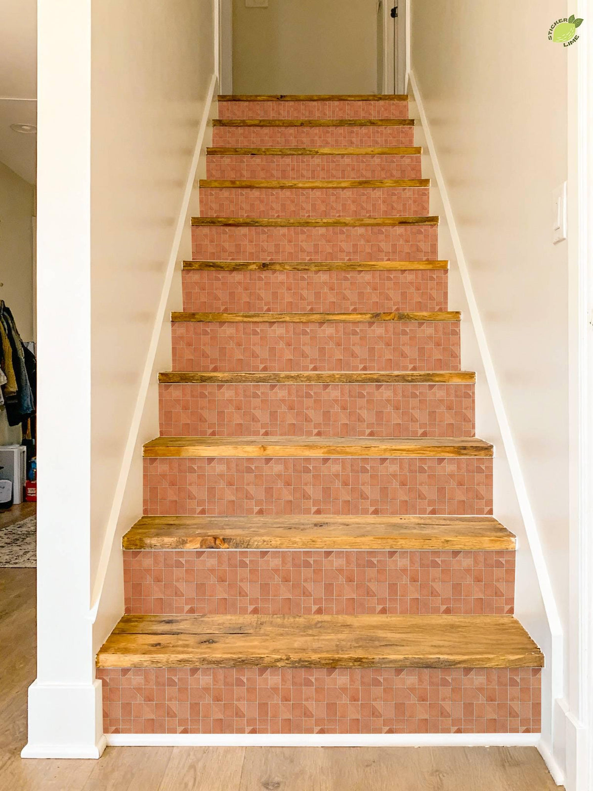 Terracotta Zellige Bloom Batch 01 peel and stick stair riser decals, photo 6 of 8