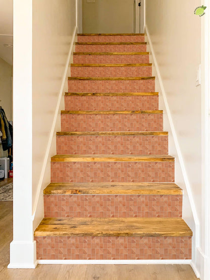Terracotta Zellige Bloom Batch 01 peel and stick stair riser decals, photo 6 of 8