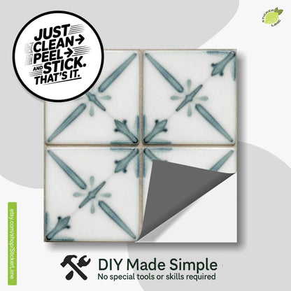 Vintage Blue Botanical Cross peel and stick tile decals, photo 2 of 8