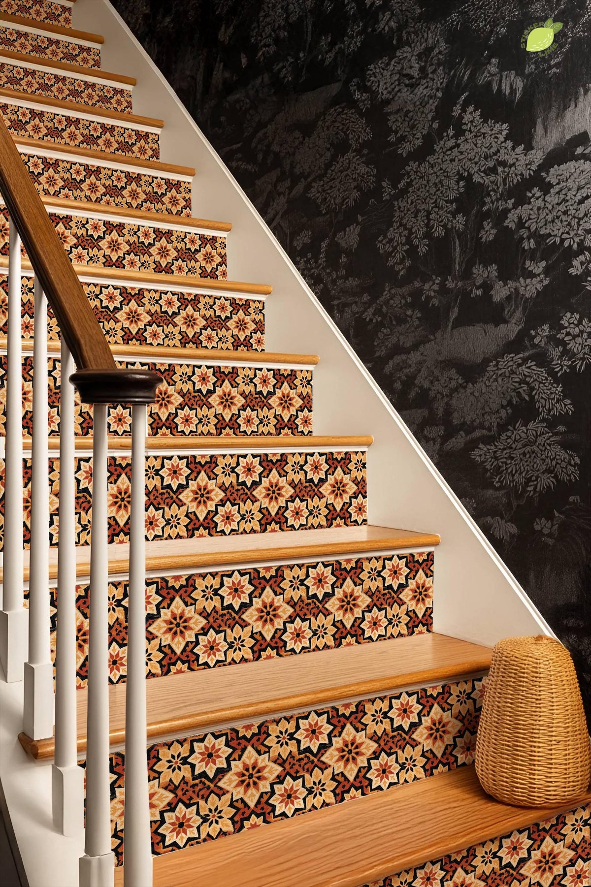 Vintage Spanish Star Motif peel and stick stair riser decals, photo 6 of 8