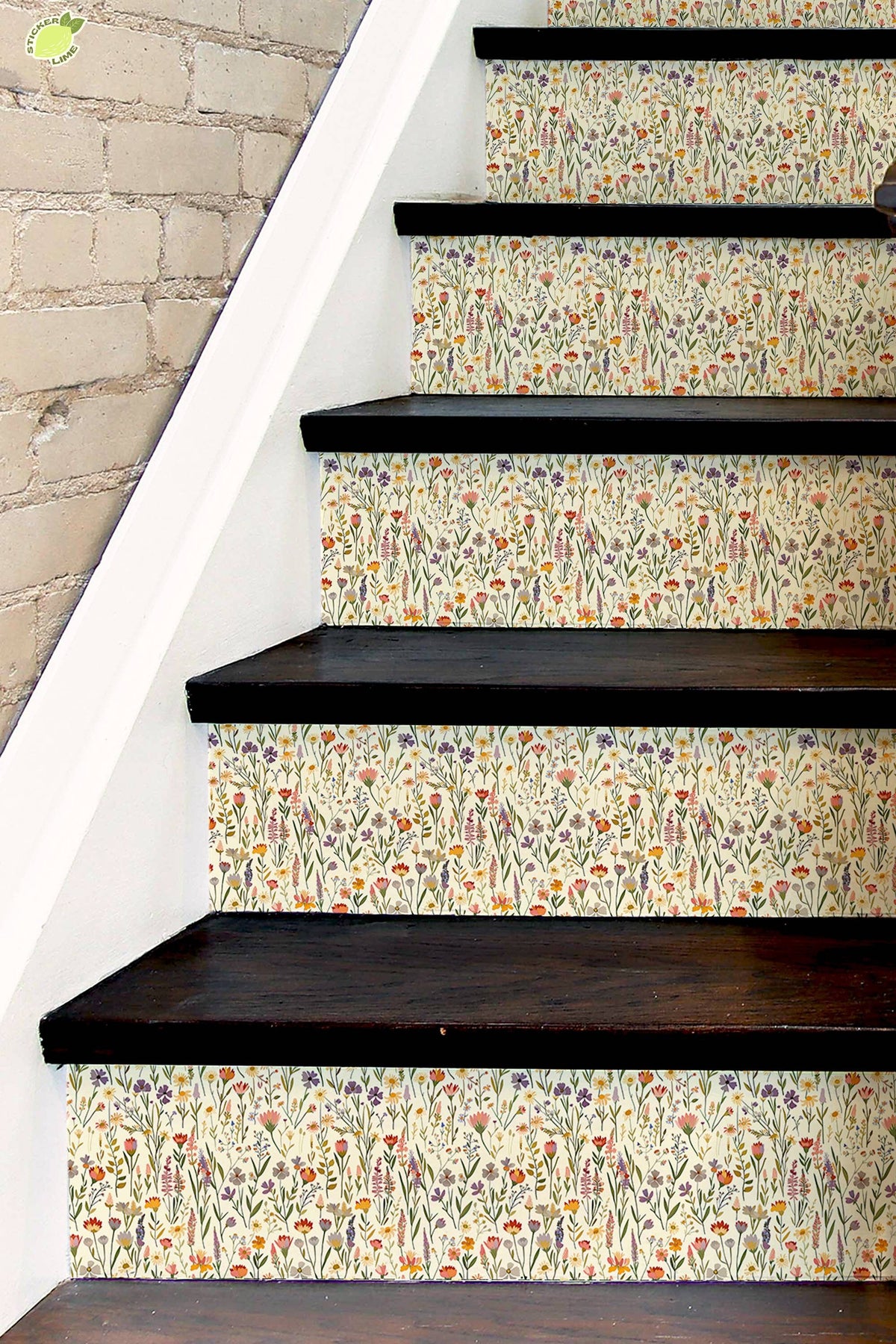 Wildflower Garden peel and stick stair riser decals, photo 2 of 8