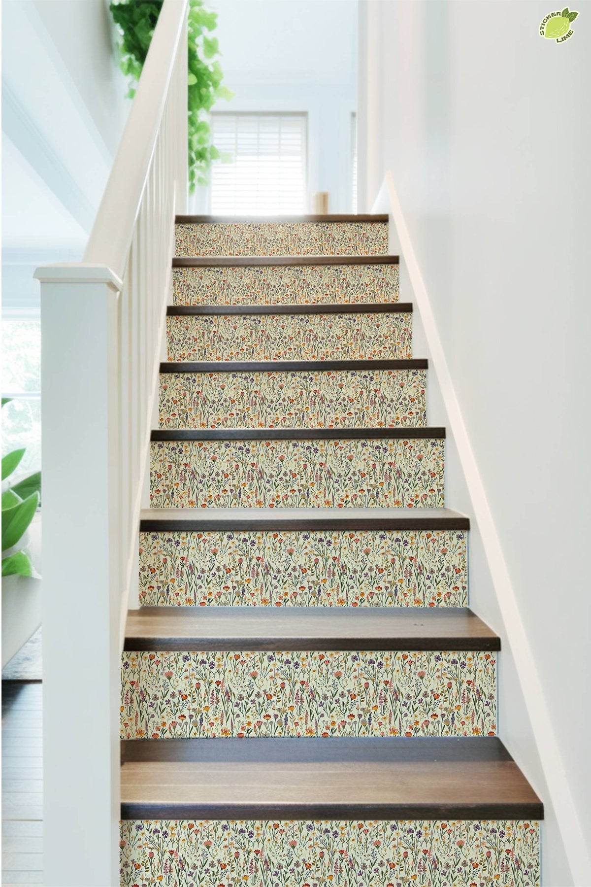 Wildflower Garden peel and stick stair riser decals, photo 3 of 8