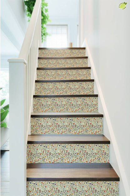 Wildflower Garden peel and stick stair riser decals, photo 3 of 8