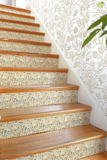 Wildflower Garden peel and stick stair riser decals, photo 4 of 8
