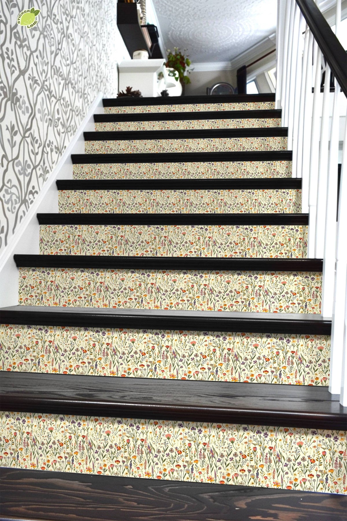 Wildflower Garden peel and stick stair riser decals, photo 5 of 8