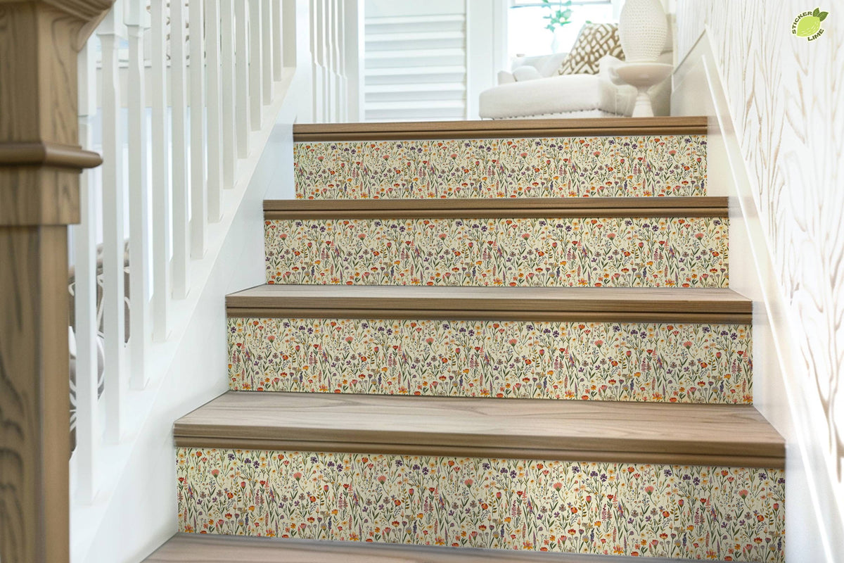 Wildflower Garden peel and stick stair riser decals, photo 6 of 8