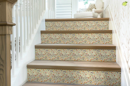 Wildflower Garden peel and stick stair riser decals, photo 6 of 8