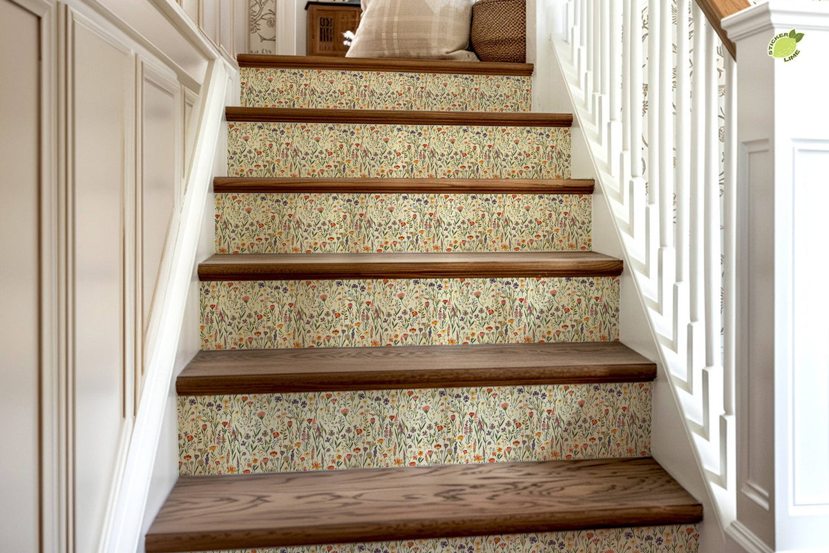 Wildflower Garden peel and stick stair riser decals, photo 7 of 8